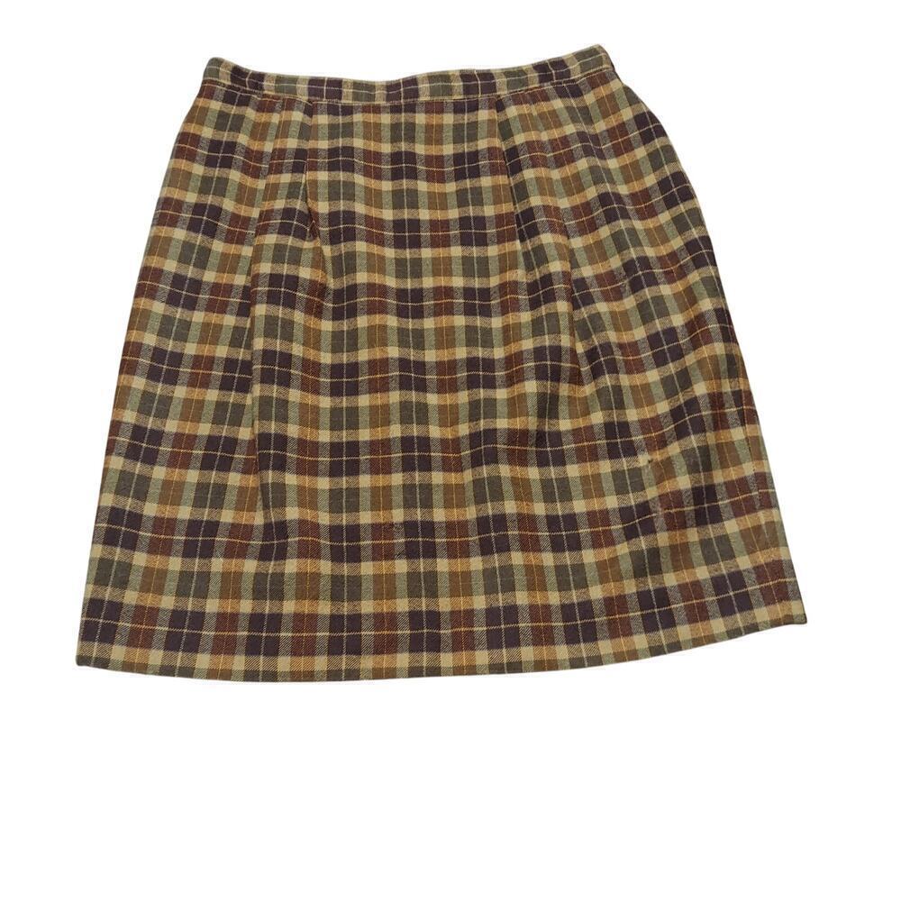 JH Collectibles Vintage Wool Brown Plaid Skirt